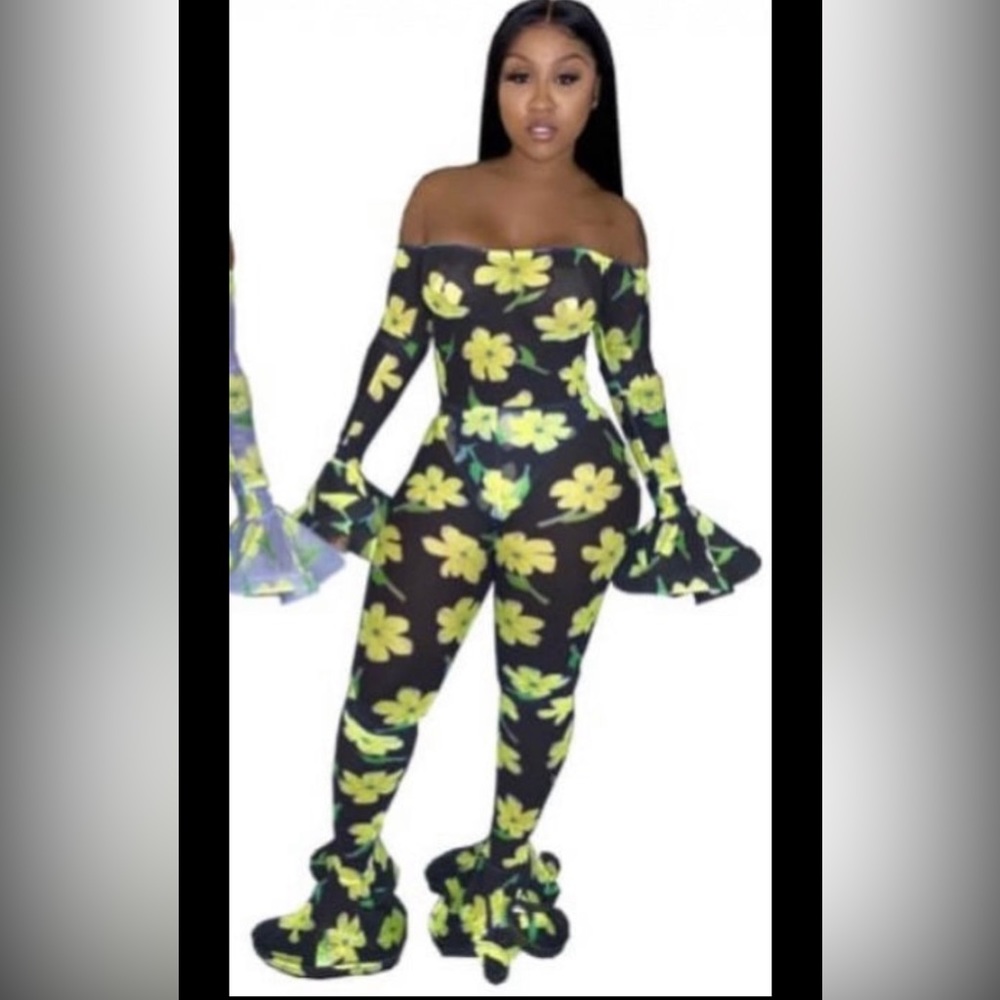 Mesh Flower Jumpsuit